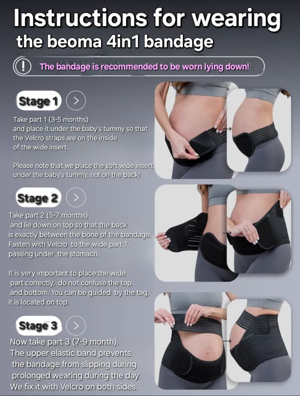 Belly support bandage for pregnant women